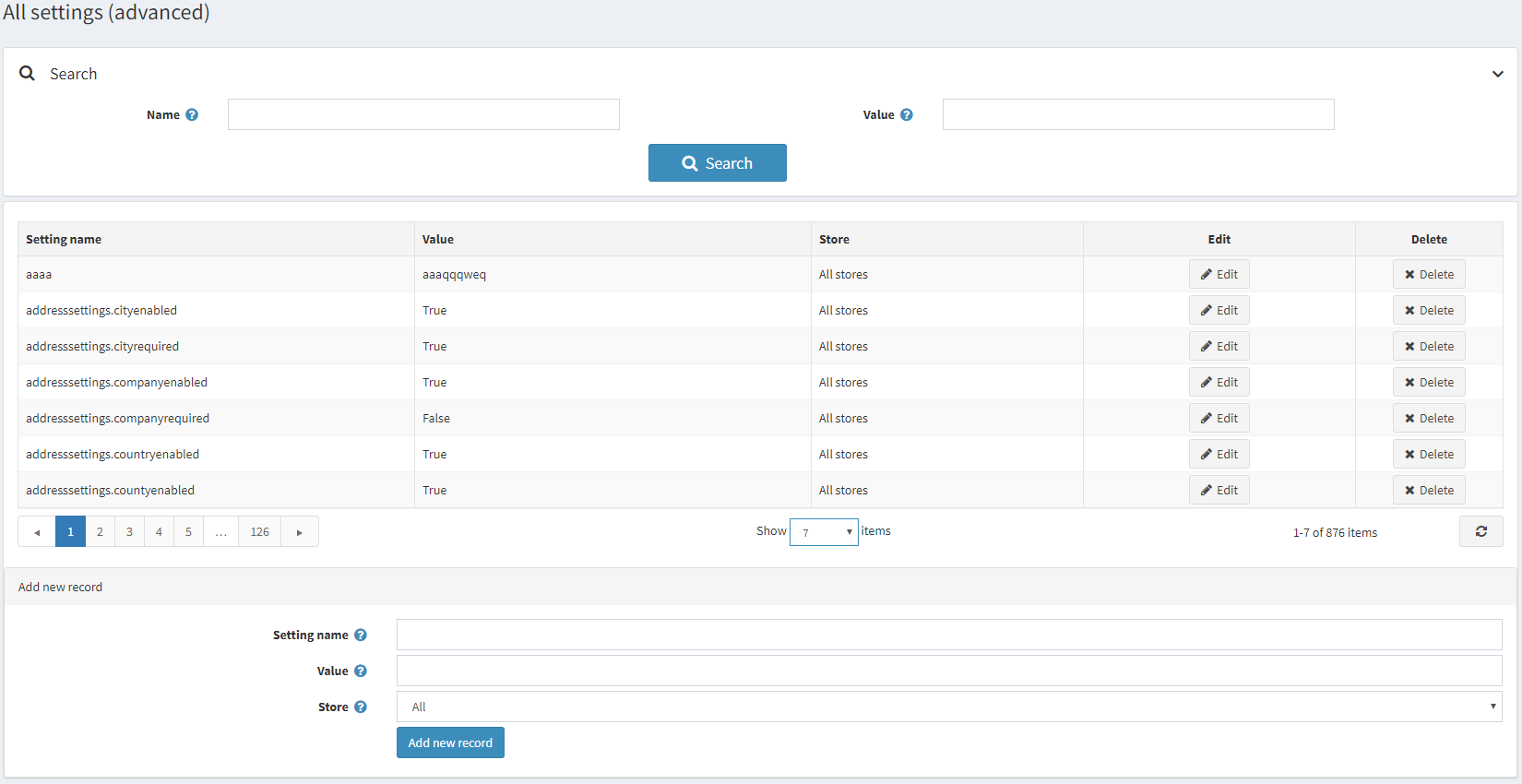 تمام تنظیمات