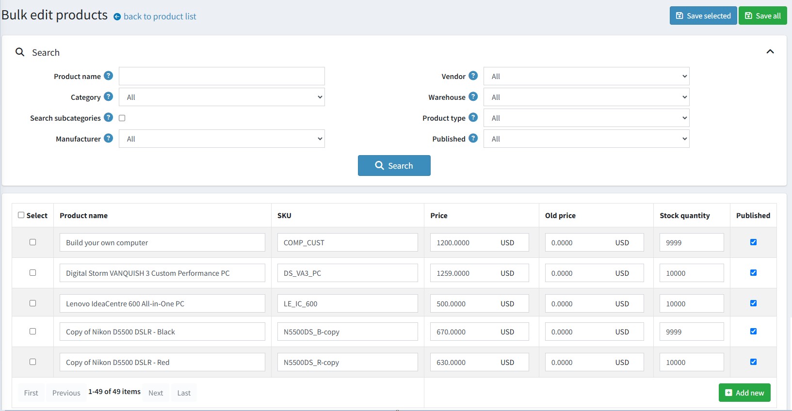 ویرایش گروهی محصولات 1