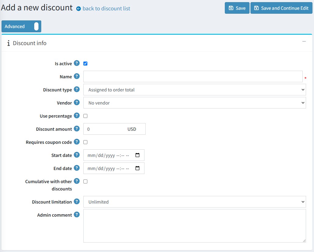 افزودن تخفیف جدید