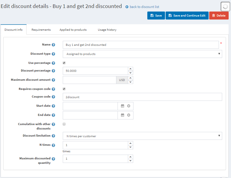 ویرایش جزئیات تخفیف