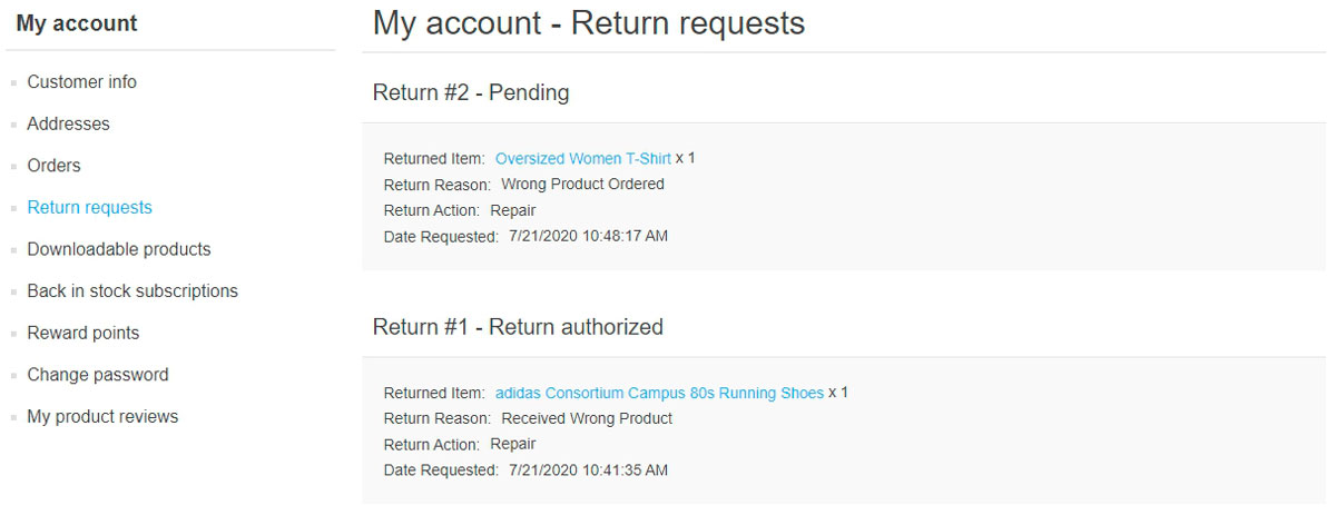 درخواست‌های مرجوعی عمومی