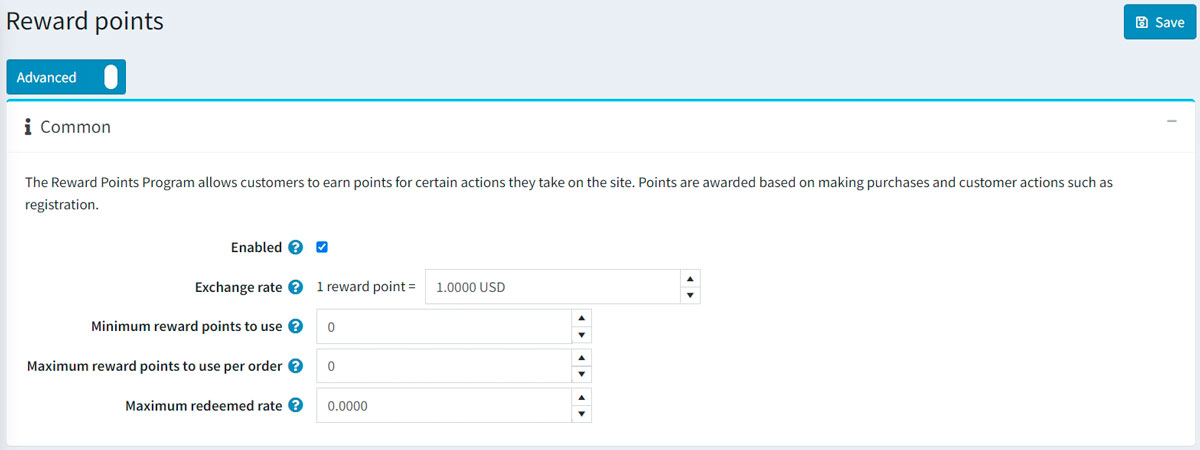 تنظیمات عمومی امتیازات پاداش