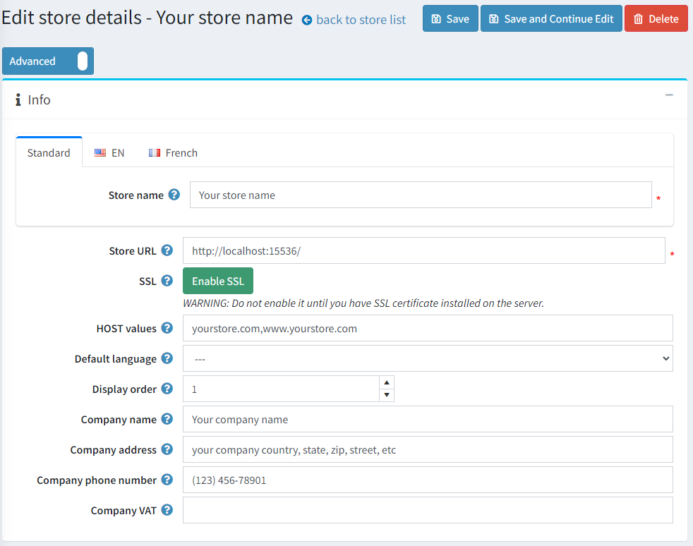 ویرایش فروشگاه